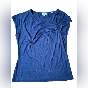 Max Studio Blue Sleeveless Knit Top size L Short Sleeve